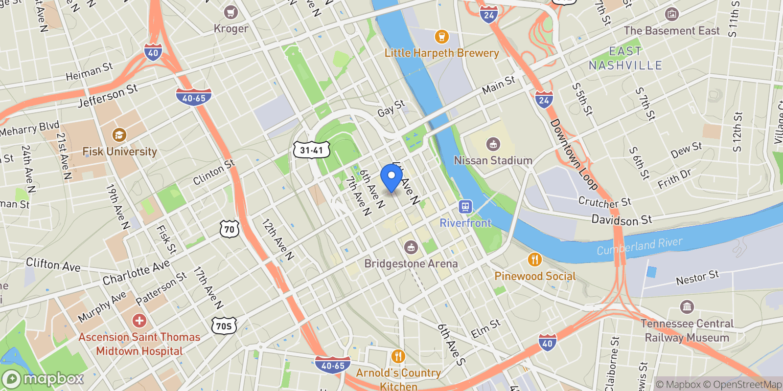 Map showing 515 Church Street #3404, Nashville, TN 37219, Nashville, Tennessee, United States.