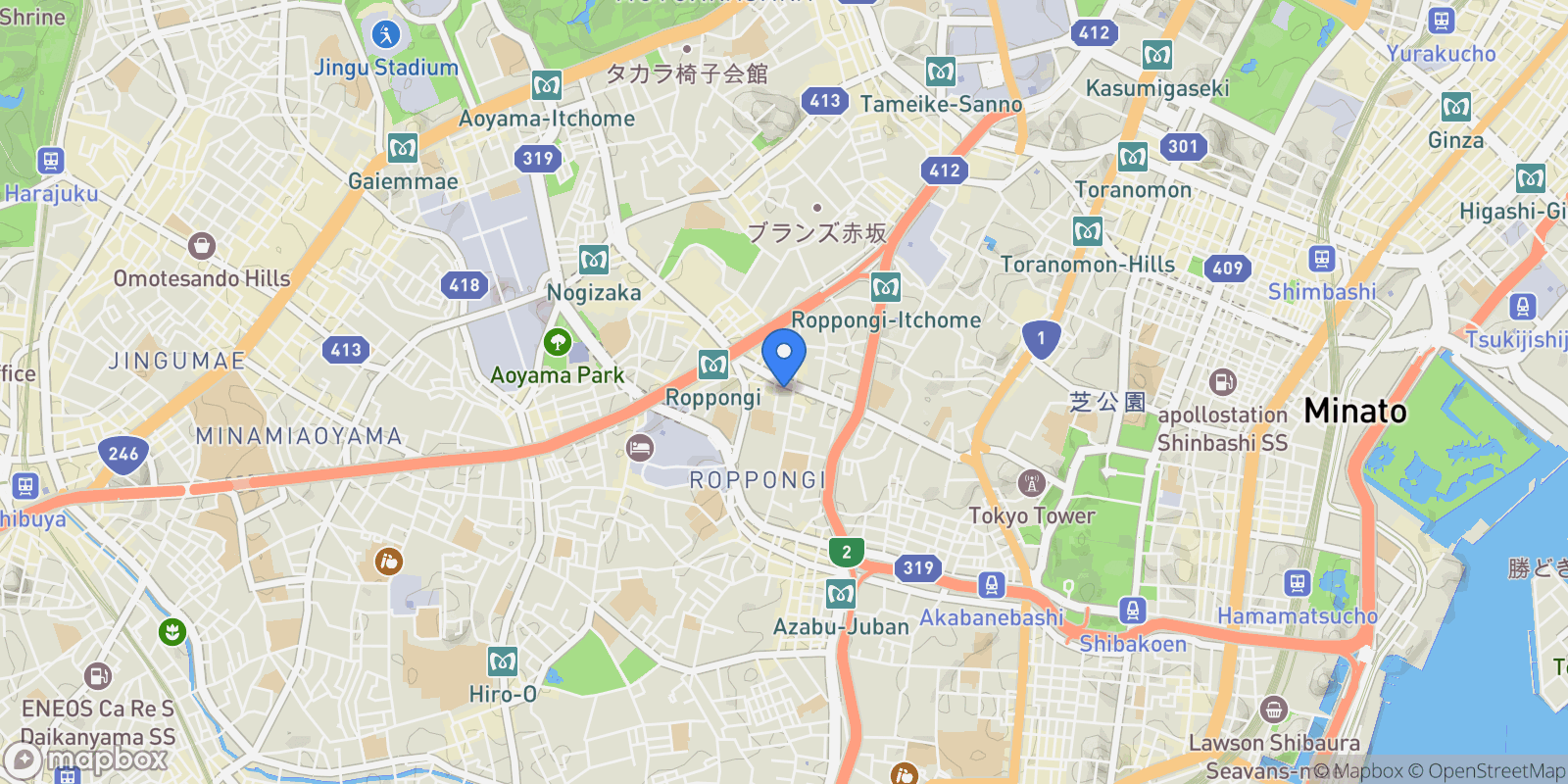 Map showing Minato-ku, 13 106-0032, Minato City, Tokyo, Japan.