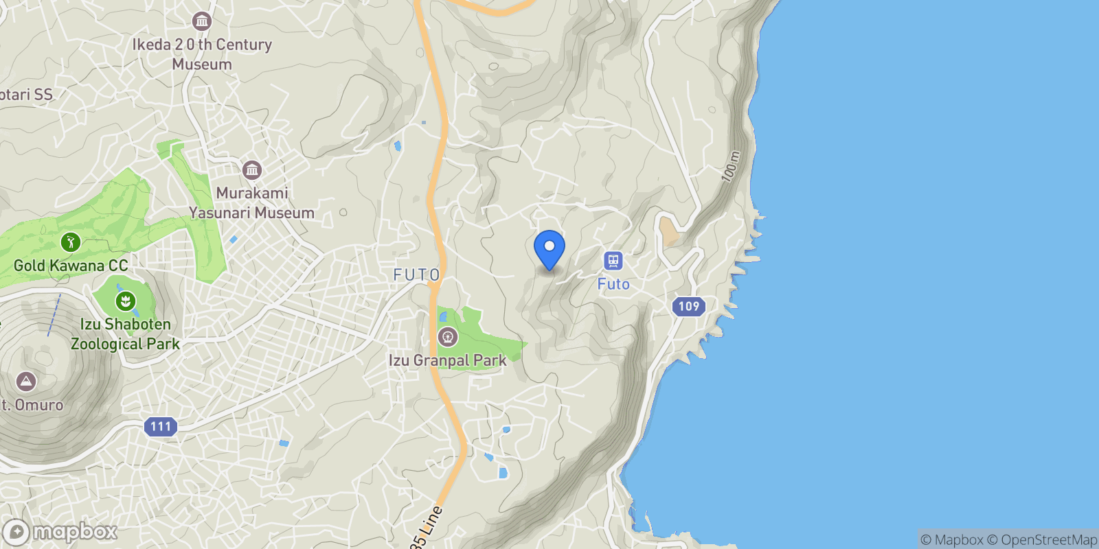 Map showing Ito city, 22 413-0231, Itō, Shizuoka, Japan.