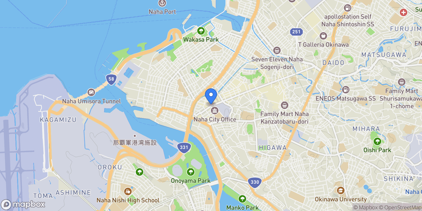 Map showing Naha, 47, Naha, Okinawa, Japan.