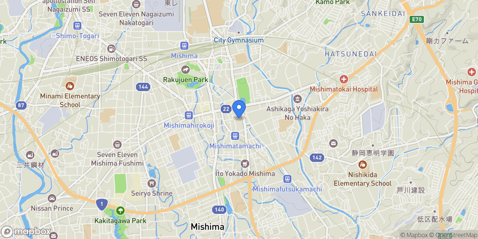 Map showing Mishima, 22, Mishima, Shizuoka, Japan.