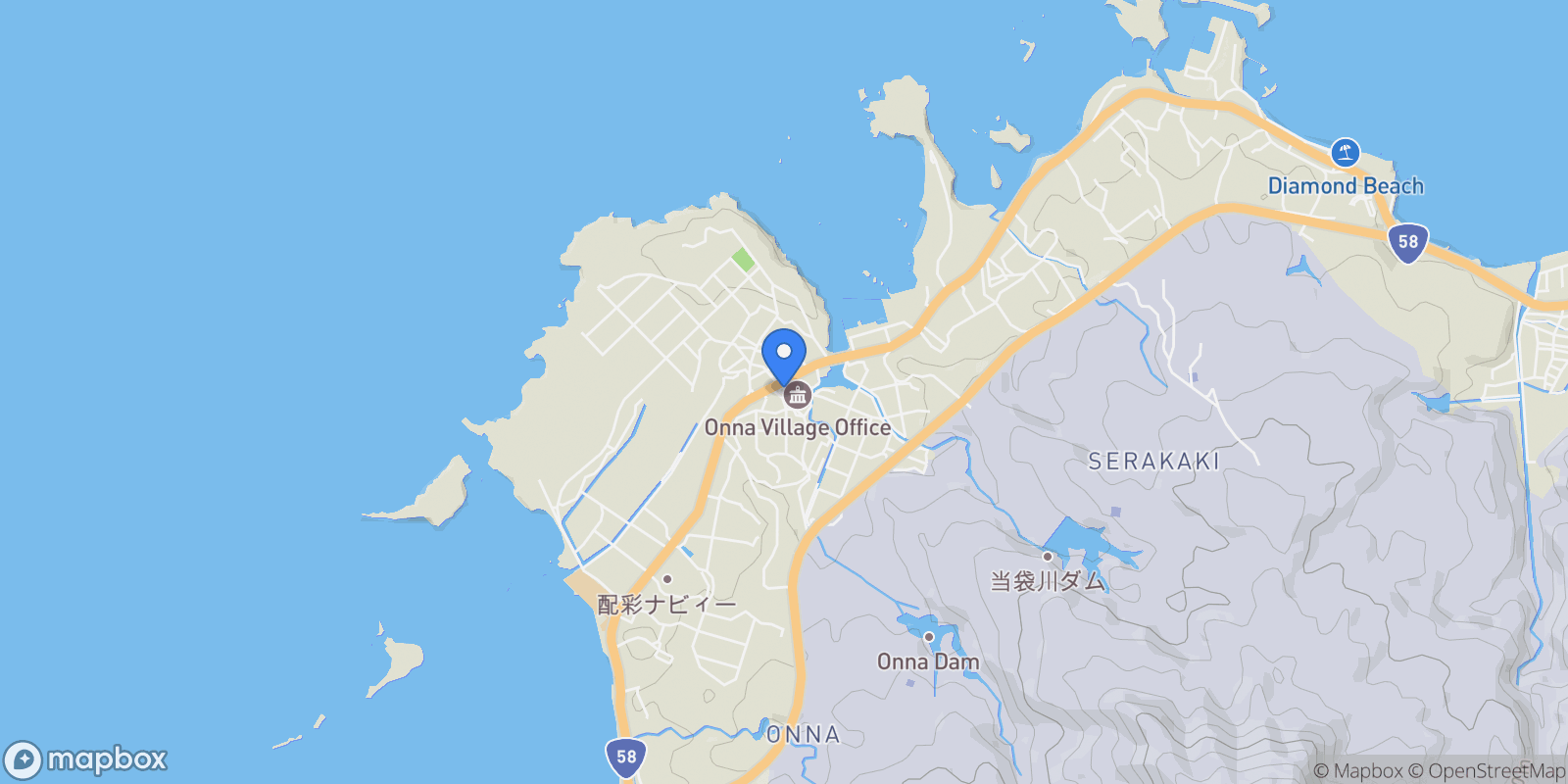 Map showing Kunigamigun,Onnason, 47, Onna, Okinawa, Japan.