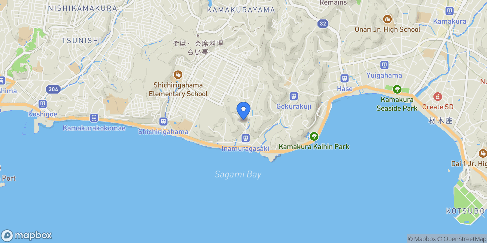 Map showing Kamakura, 14 248-0024, Kamakura, Kanagawa, Japan.