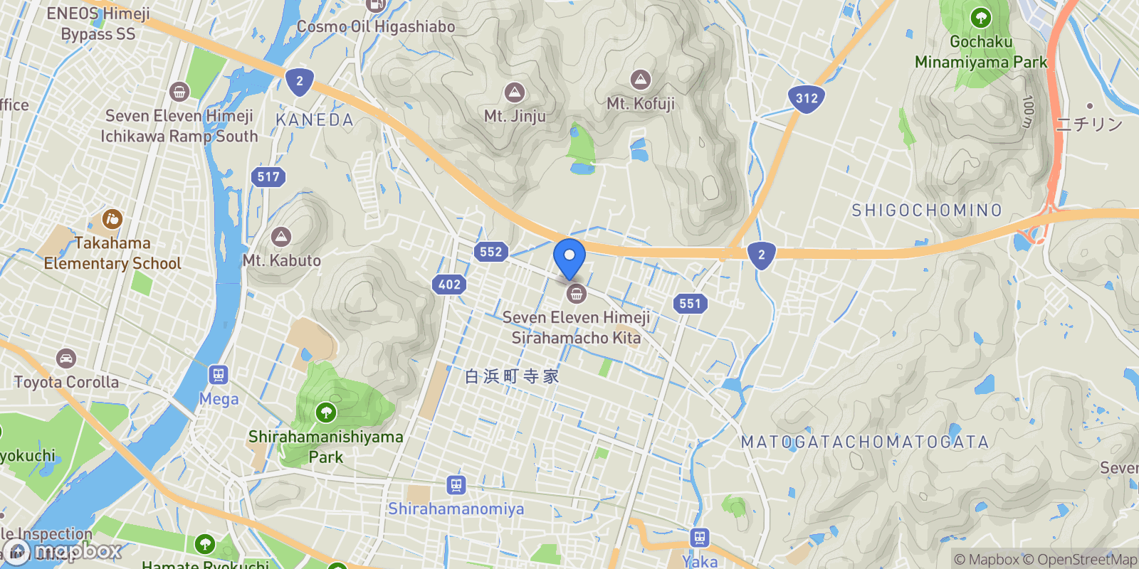Map showing Shirahama, 30, Himeji, Hyogo, Japan.