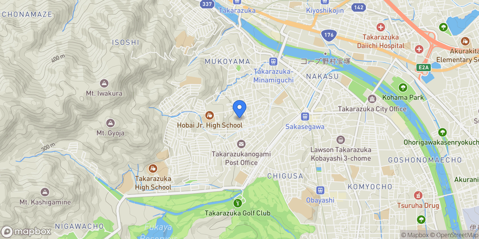 Map showing Takarazuka-shi, 28 665-0013, Takarazuka, Hyogo, Japan.