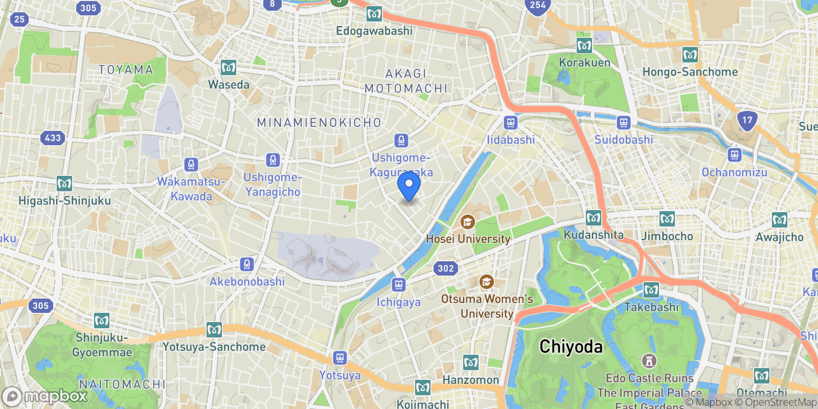 Map showing Shinjuku-ku, 13 162-0842, Shinjuku City, Tokyo, Japan.