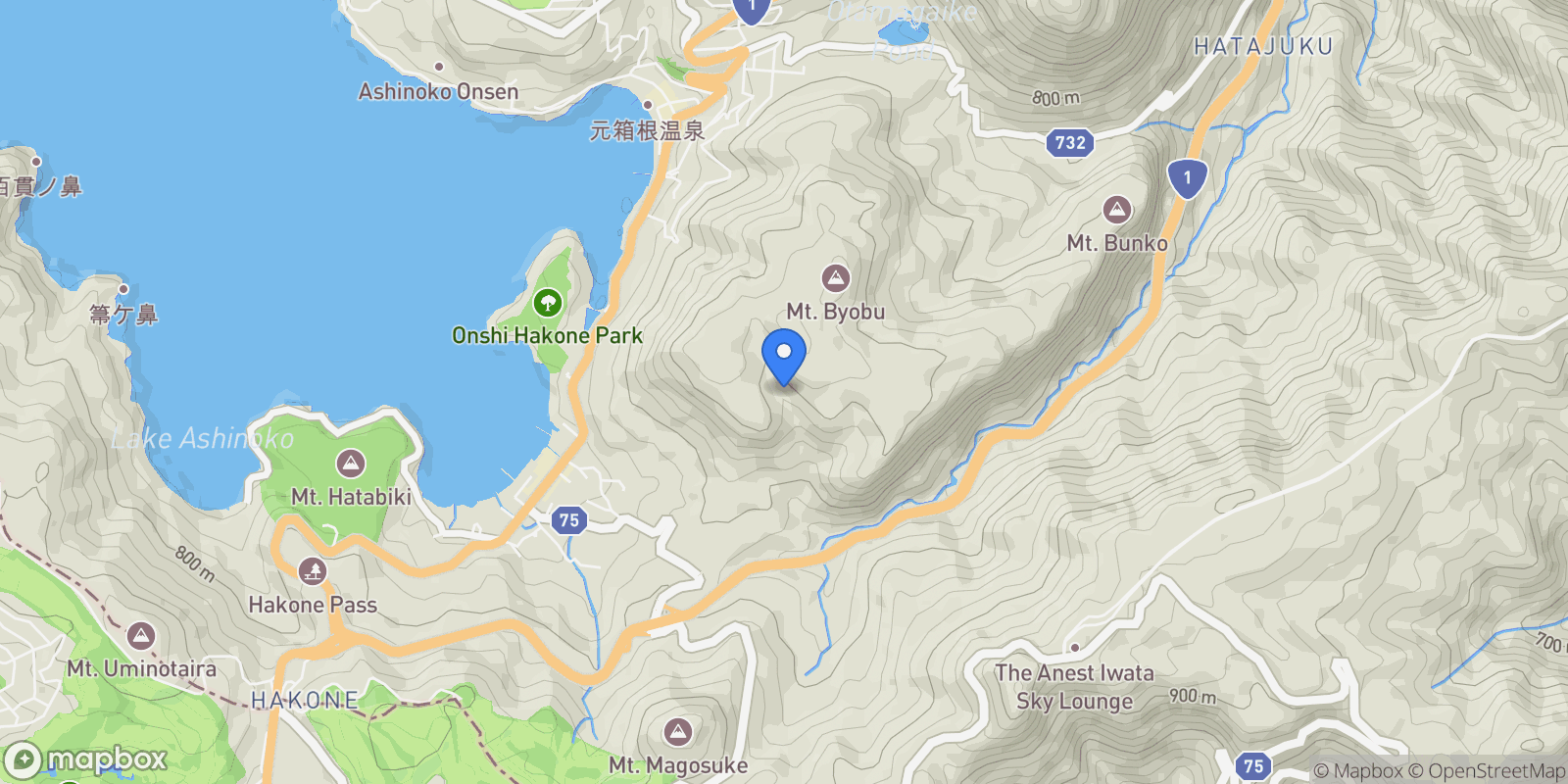 Map showing Hakone-machi, Ashigarashimo-gun, 14 250-0521, Hakone, Kanagawa, Japan.