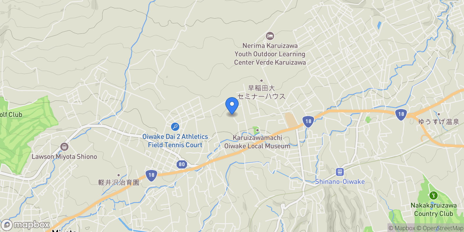 Map showing Karuizawa-cho, 20 389-0115, Karuizawa, Nagano, Japan.