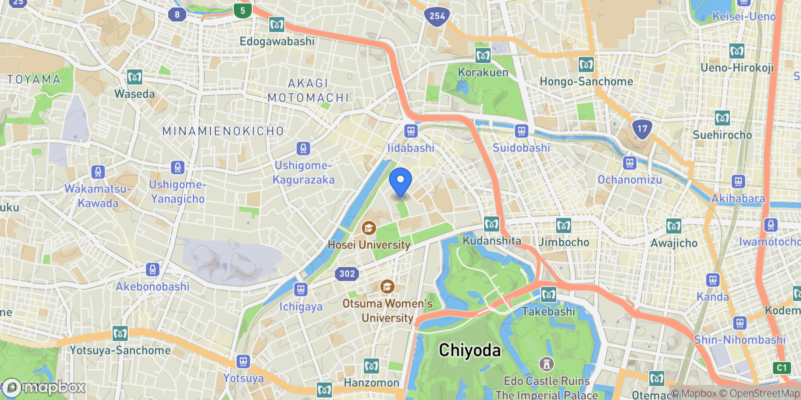 Map showing Chiyoda-ku, 13 102-0071, Chiyoda City, Tokyo, Japan.