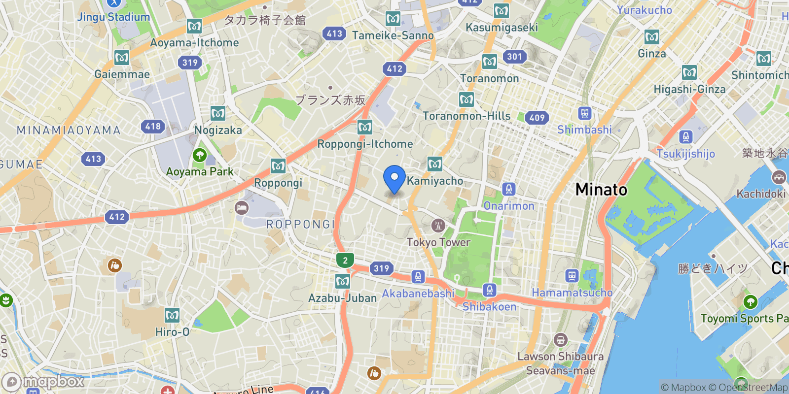 Map showing Minato-ku, 13 106-0041, Minato City, Tokyo, Japan.