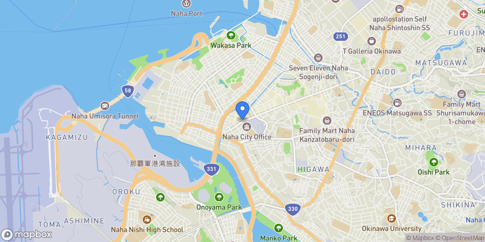 Map showing Naha, 47, Naha, Okinawa, Japan.
