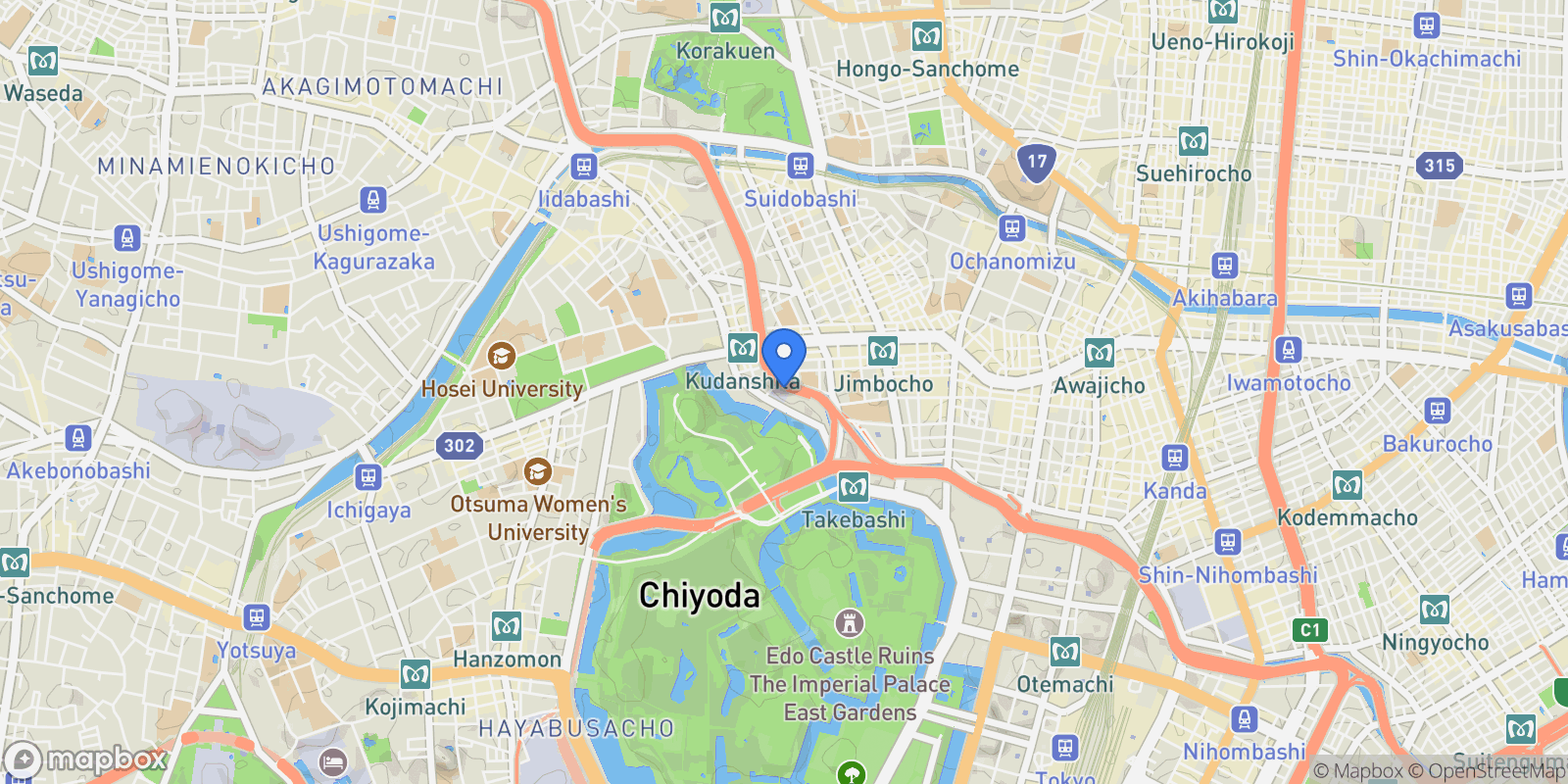 Map showing Chiyoda-ku, 13, Chiyoda City, Tokyo, Japan.