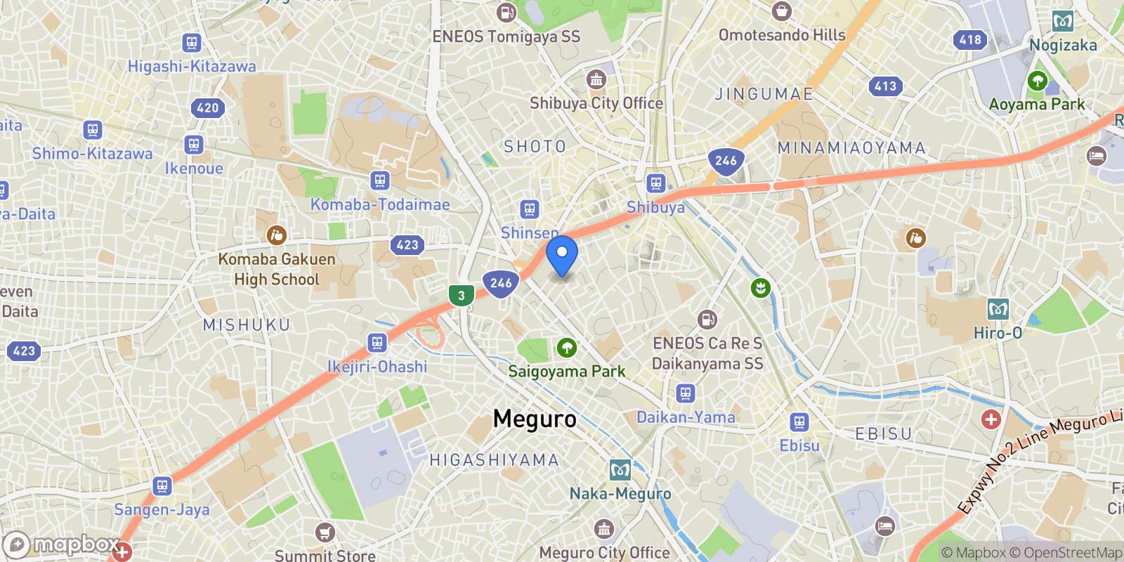 Map showing Shibuya, 13 150-0036, Shibuya City, Tokyo, Japan.
