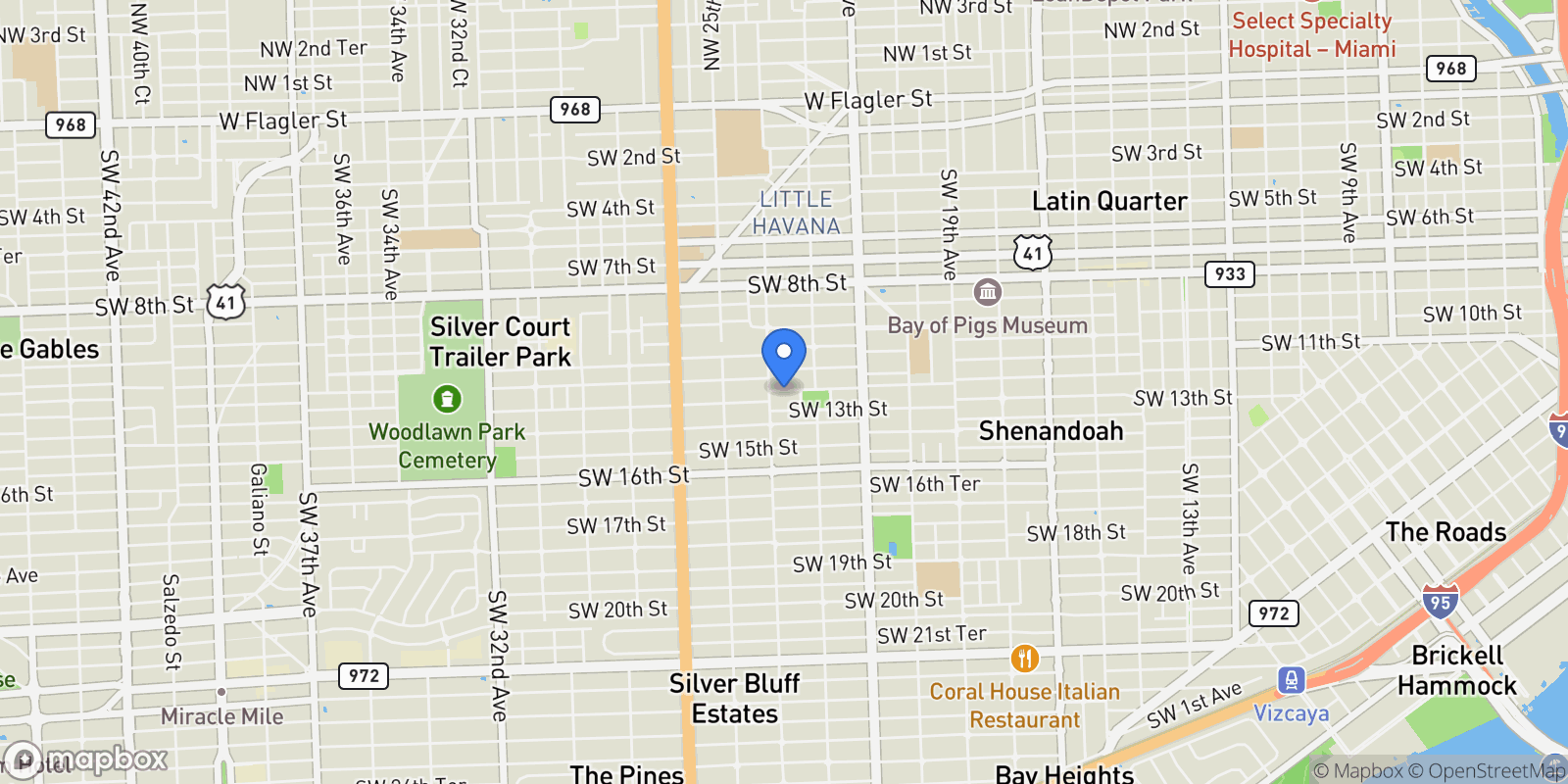 Map showing 2360 SW 12th St, Miami, Florida, United States.