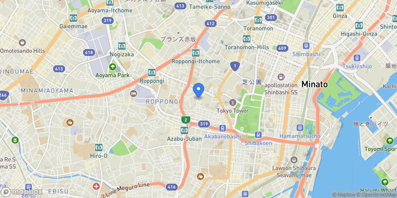 Map showing Minato-ku, 13 106-0042, Minato City, Tokyo, Japan.