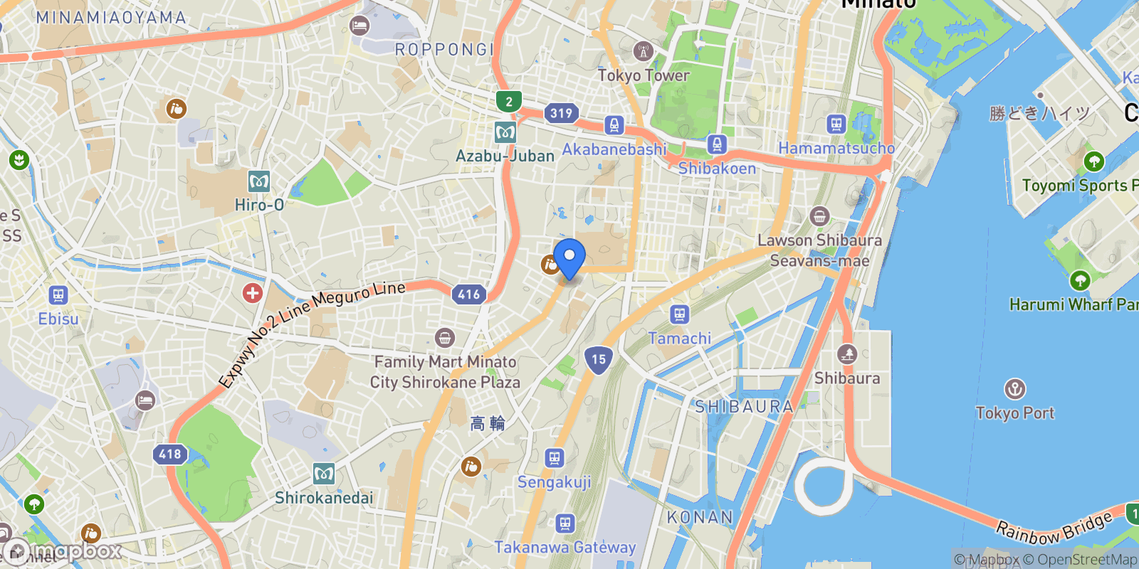 Map showing Minato-ku, 13 108-0073, Minato City, Tokyo, Japan.