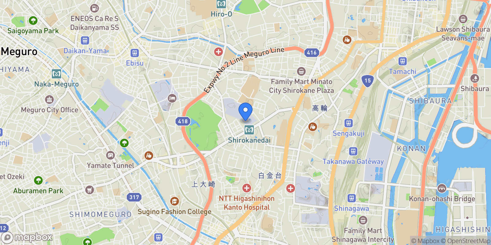 Map showing Minato-ku, 13 108-0071, Minato City, Tokyo, Japan.