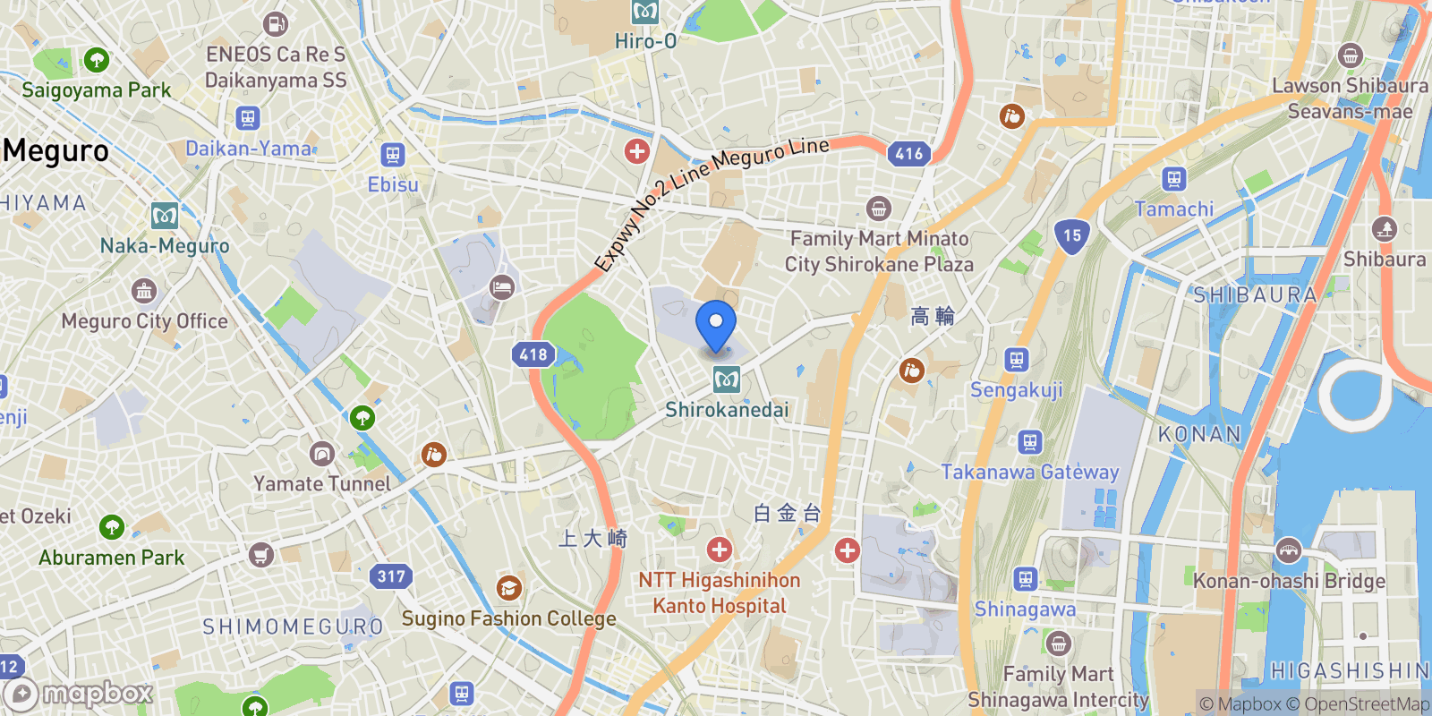 Map showing Minato-ku, 13 108-0071, Minato City, Tokyo, Japan.