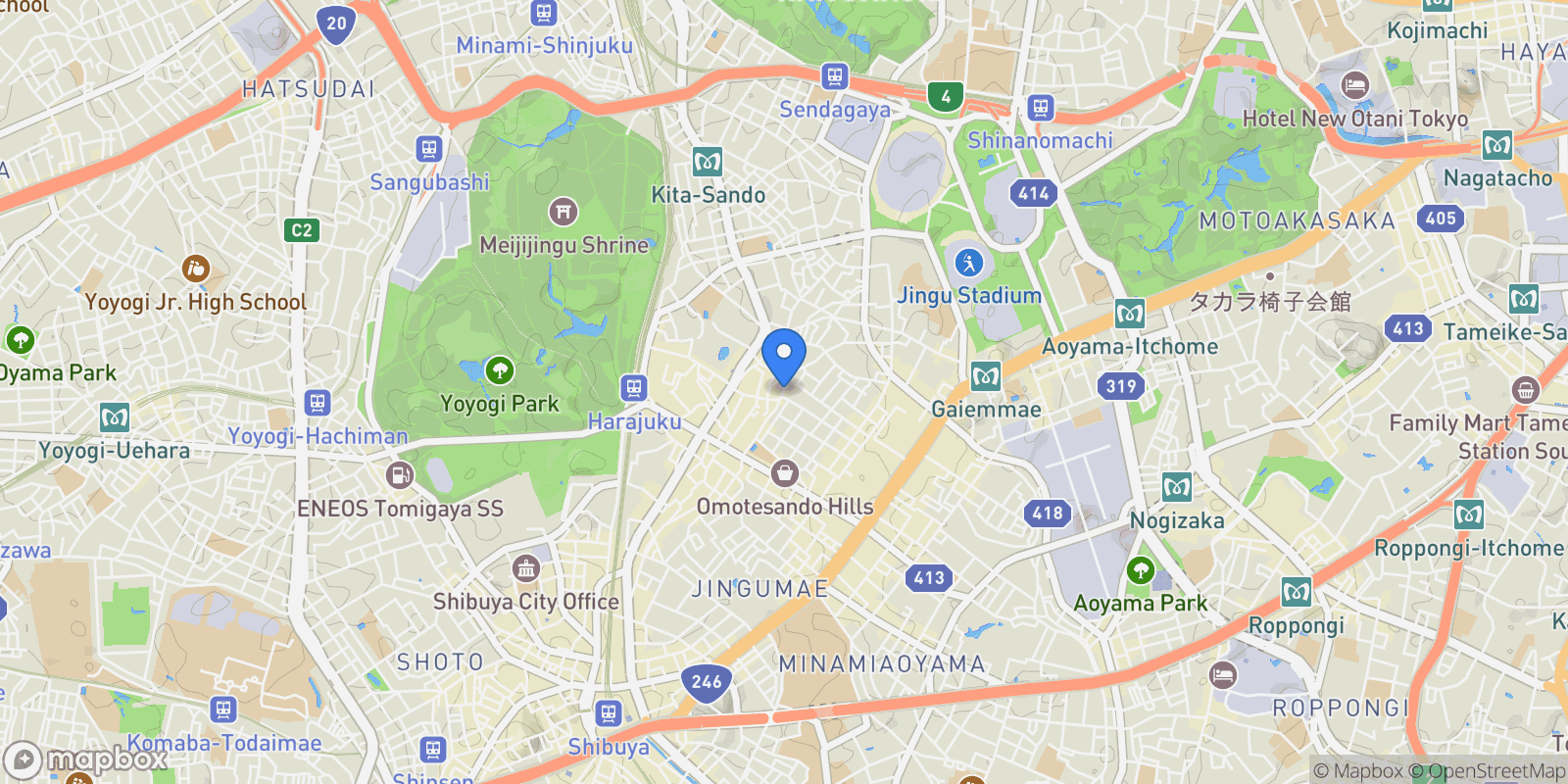 Map showing Shibuya-ku, 13 150-0001, Shibuya City, Tokyo, Japan.