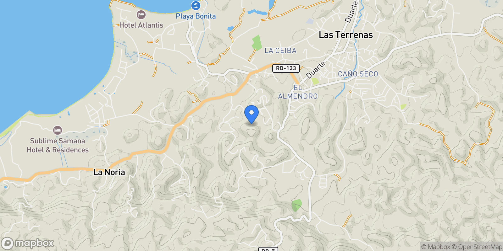 Map showing 32000 Las Terrenas, Dominican Republic, Las Terrenas, Samaná Province, Dominican Republic.