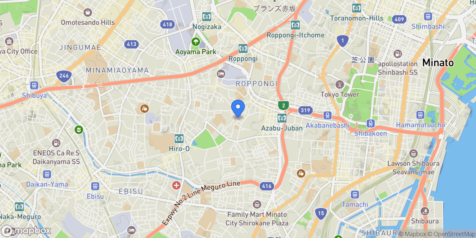 Map showing Minato-ku, 13 106-0046, Minato City, Tokyo, Japan.