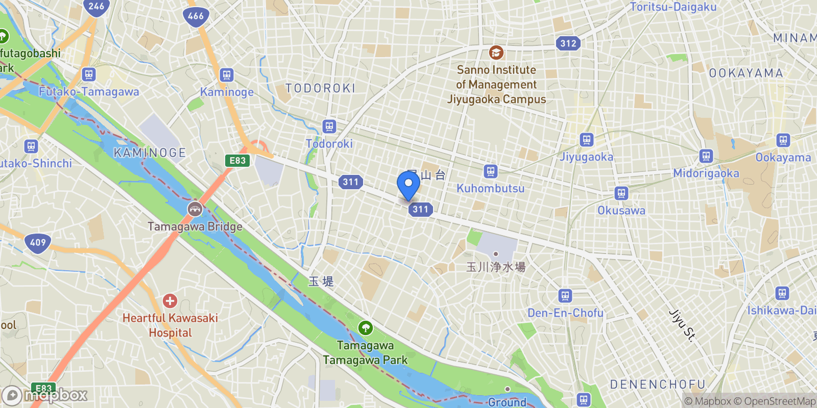 Map showing Setagaya-ku, 13 158-0086, Setagaya City, Tokyo, Japan.