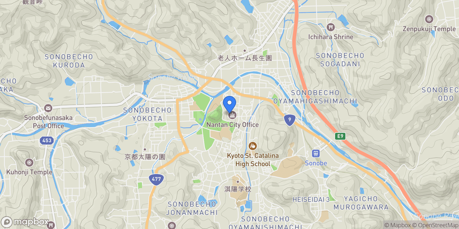 Map showing Nantan City, 26, Nantan, Kyoto, Japan.