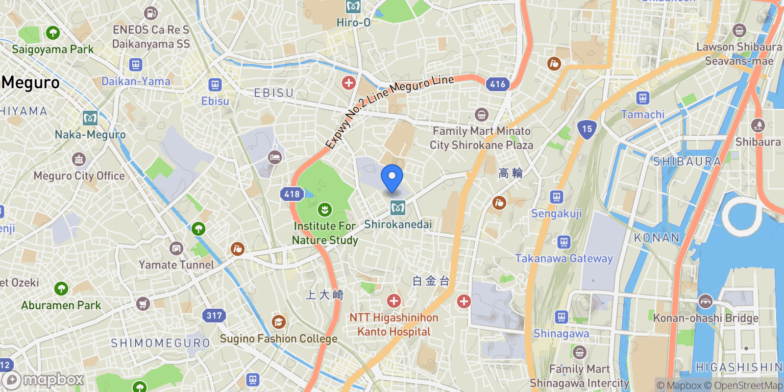 Map showing Minato-ku, 13 108-0071, Minato City, Tokyo, Japan.