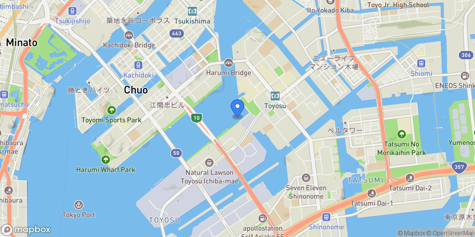 Map showing Koto-ku, 13 135-0061, Koto City, Tokyo, Japan.