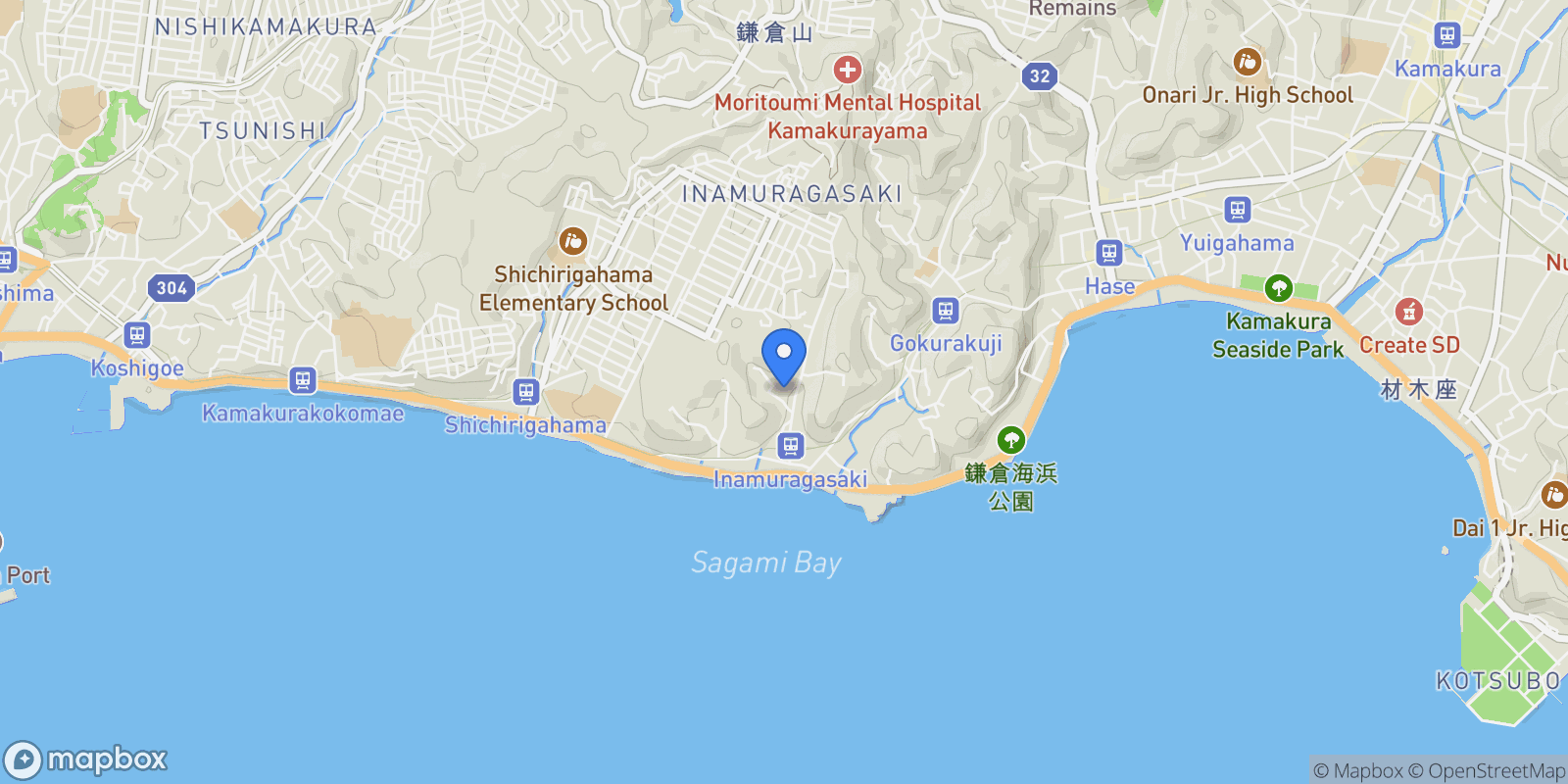 Map showing Kamakura, 14 248-0024, Kamakura, Kanagawa, Japan.