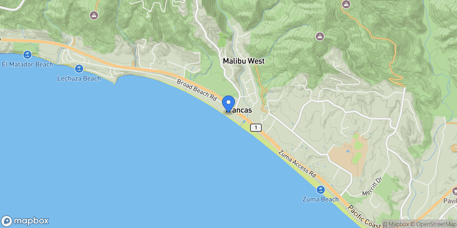 Map showing 30810 Broad Beach Road, Malibu, California, United States.