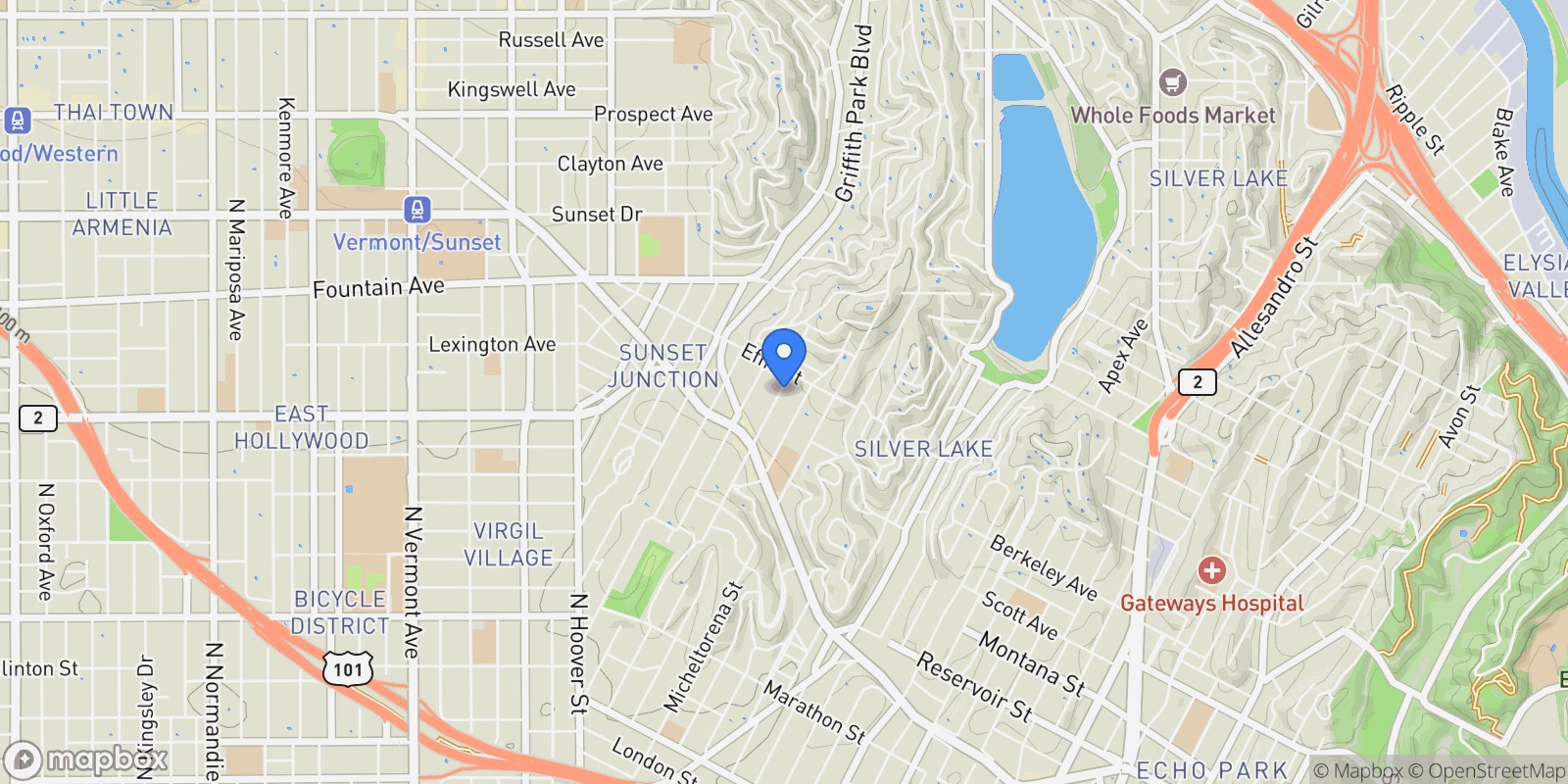 Map showing 1644 Maltman Avenue, Los Angeles, California, United States.