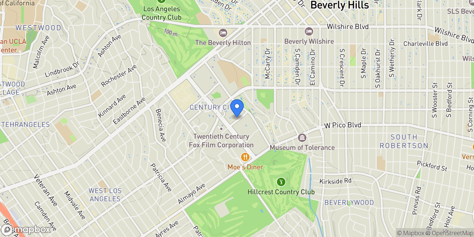 Map showing 2131 Century Park Lane 109, Los Angeles, CA, United States.