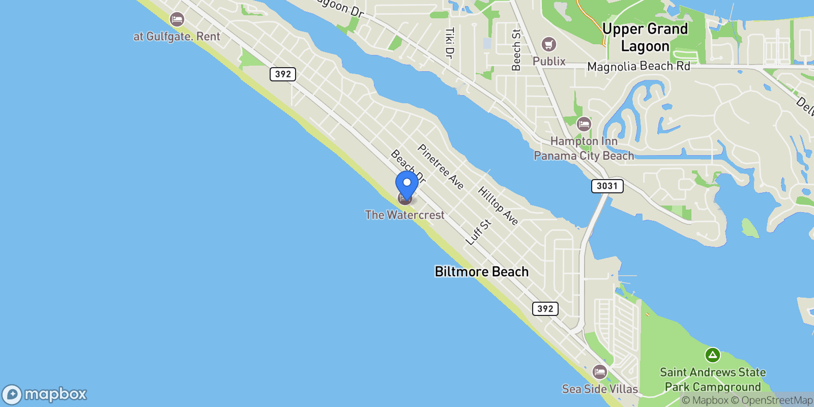Map showing 6201 Thomas Drive 1805, Panama City Beach, Florida, United States.