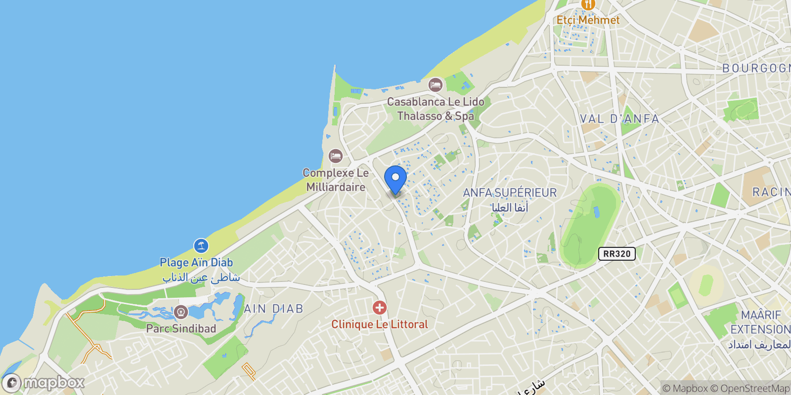Map showing Casablanca, Casablanca-Settat, Morocco.