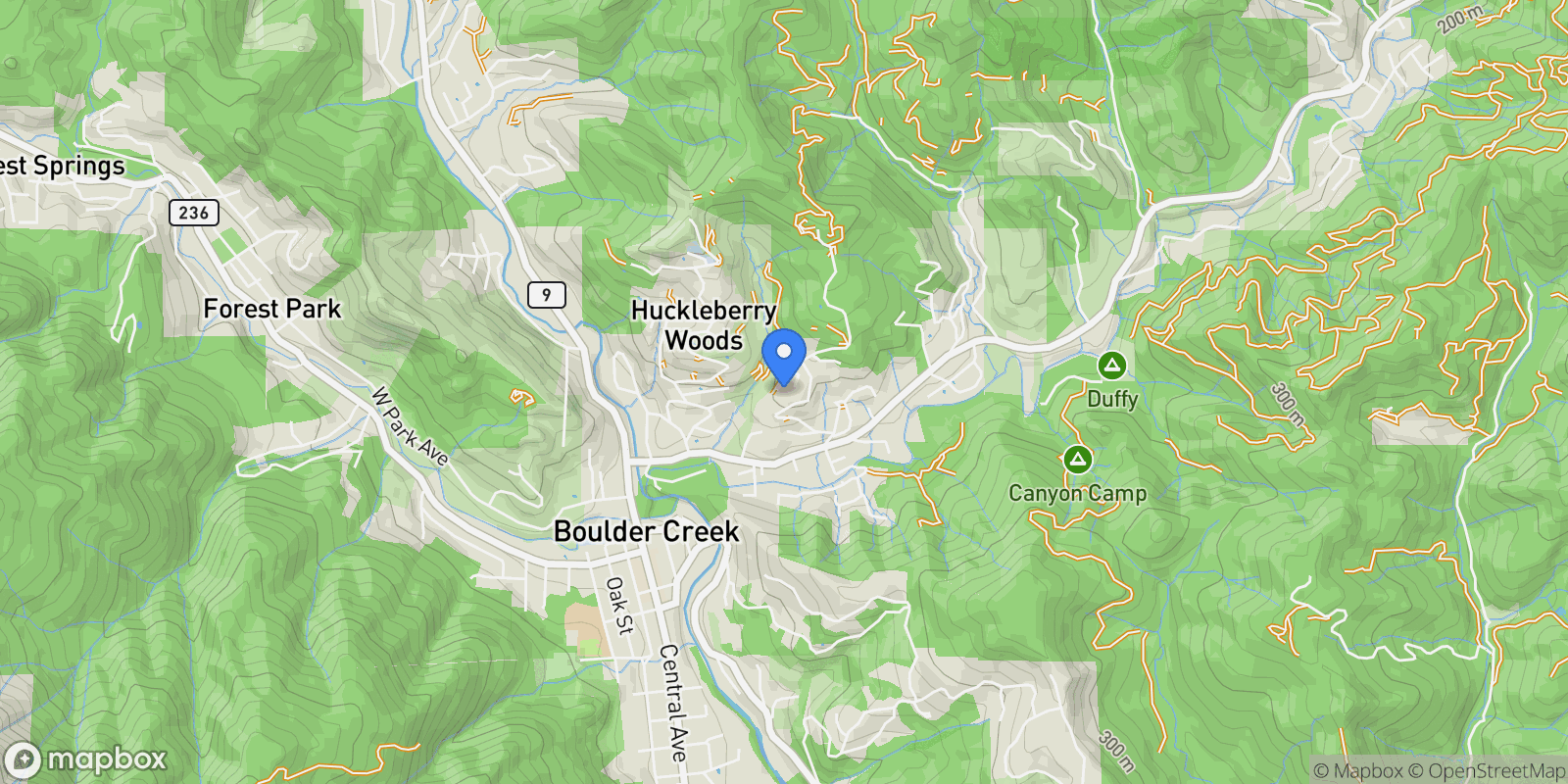 Map showing 352 Manzanita Avenue, Boulder Creek, California, United States.