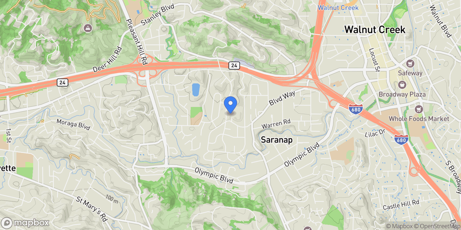 Map showing 3 Dale Ct, Lafayette, California, United States.