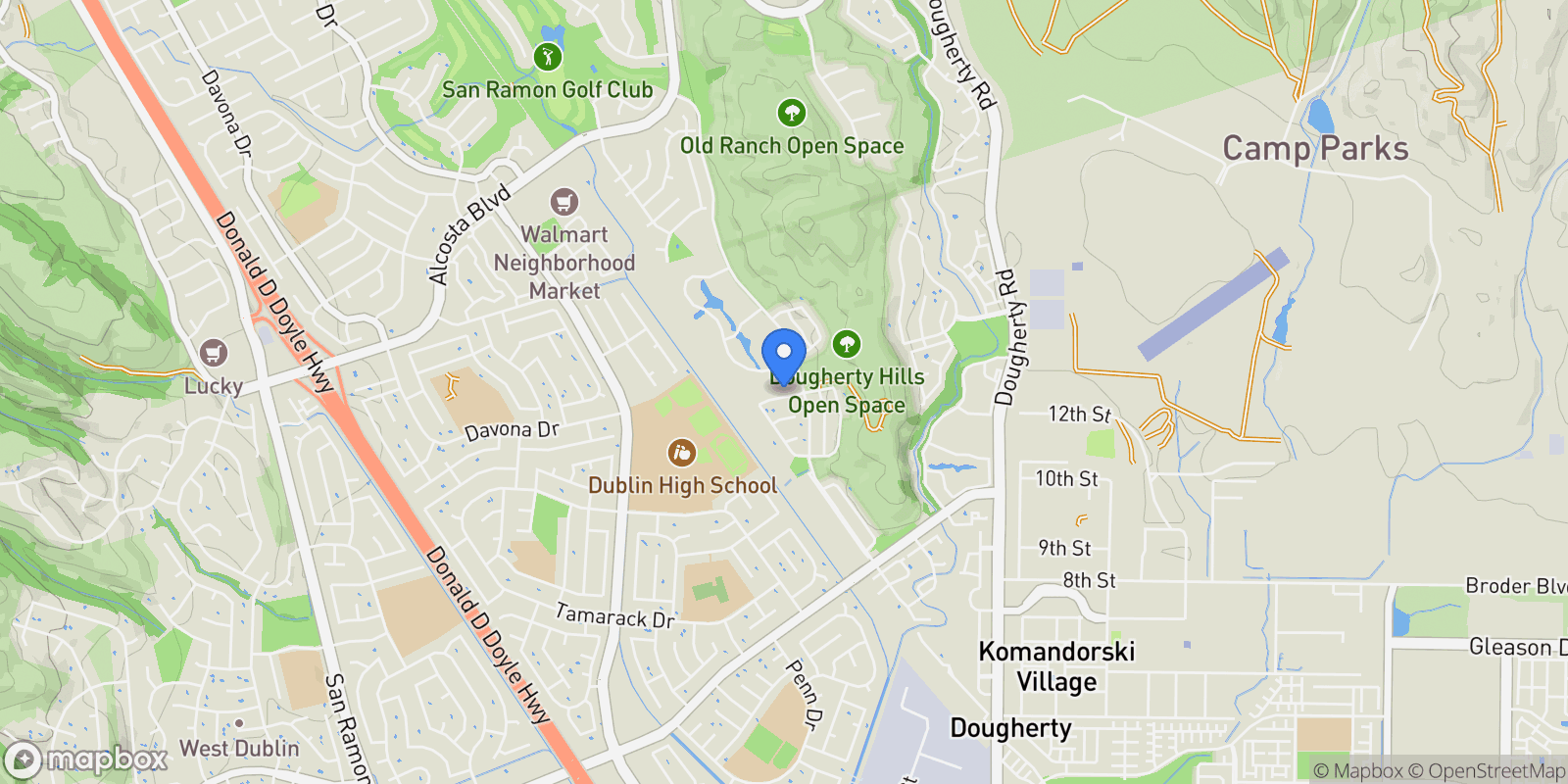 Map showing 6746 Sapphire St, Dublin, California, United States.