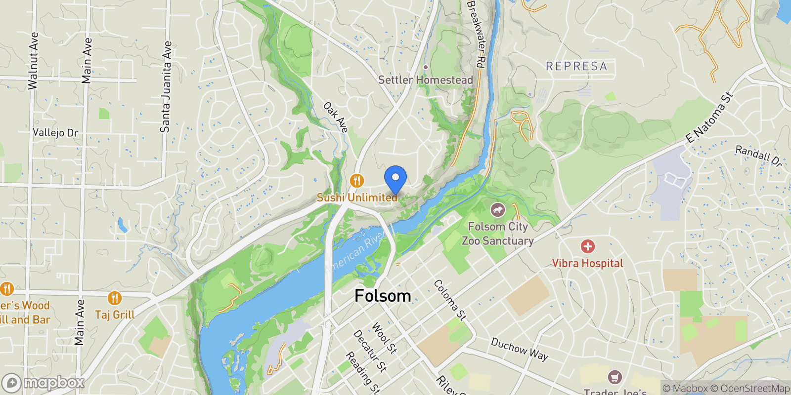 Map showing 119 Del Norte Vista Way, Folsom, California, United States.