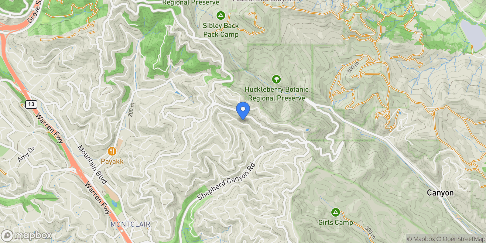 Map showing 1828 Arrowhead Dr, Oakland, California, United States.