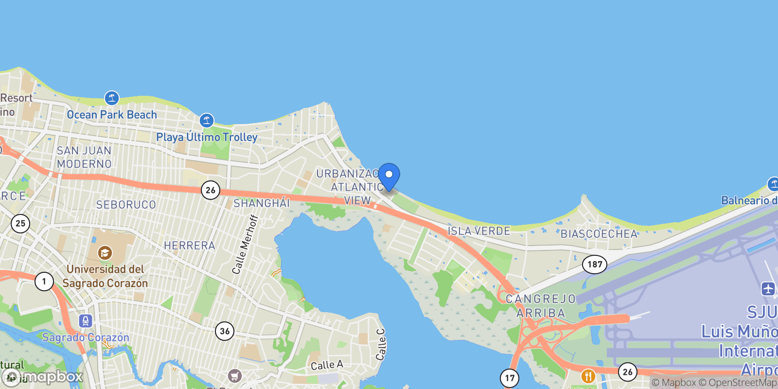 Map showing 4123 Isla Verde Avenue, Apt. 1106, Carolina, 00979, Carolina, Carolina, Puerto Rico.