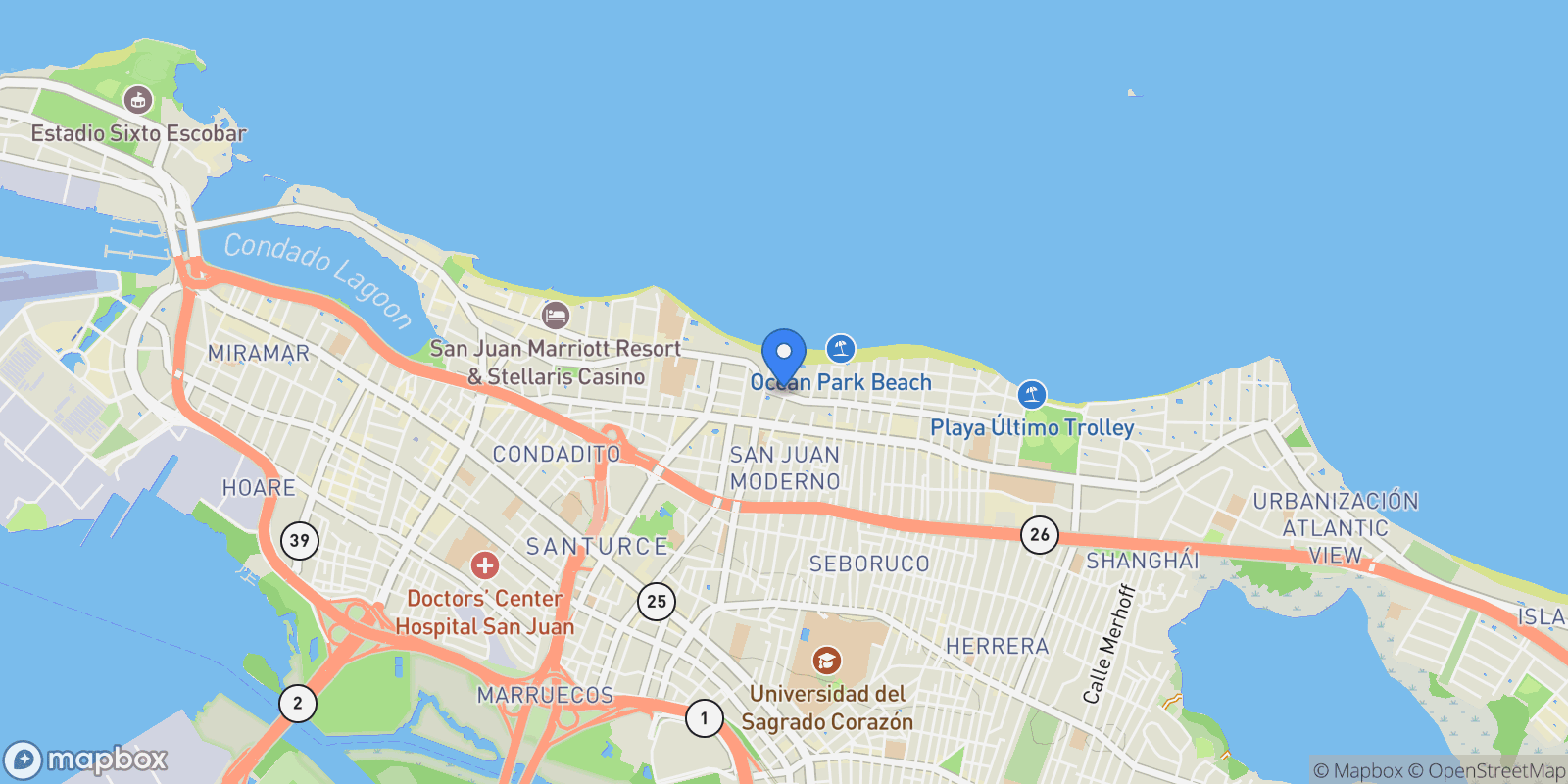 Map showing 18 Taft St., Apt. 2S, San Juan, 00911, San Juan, San Juan, Puerto Rico.
