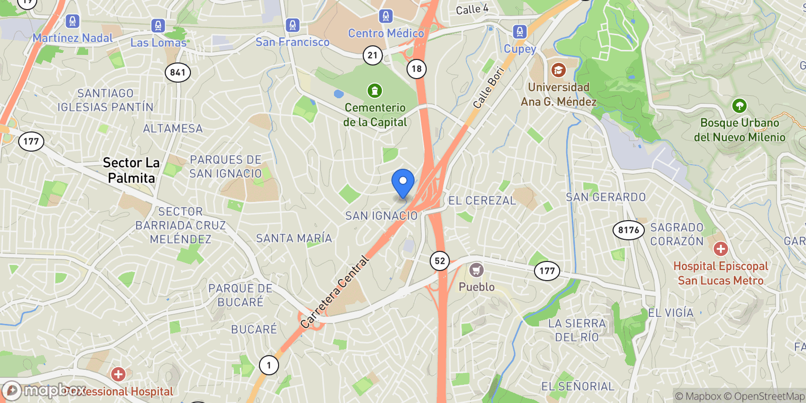 Map showing 15 San Isaac St., San Juan, 00927, San Juan, San Juan, Puerto Rico.