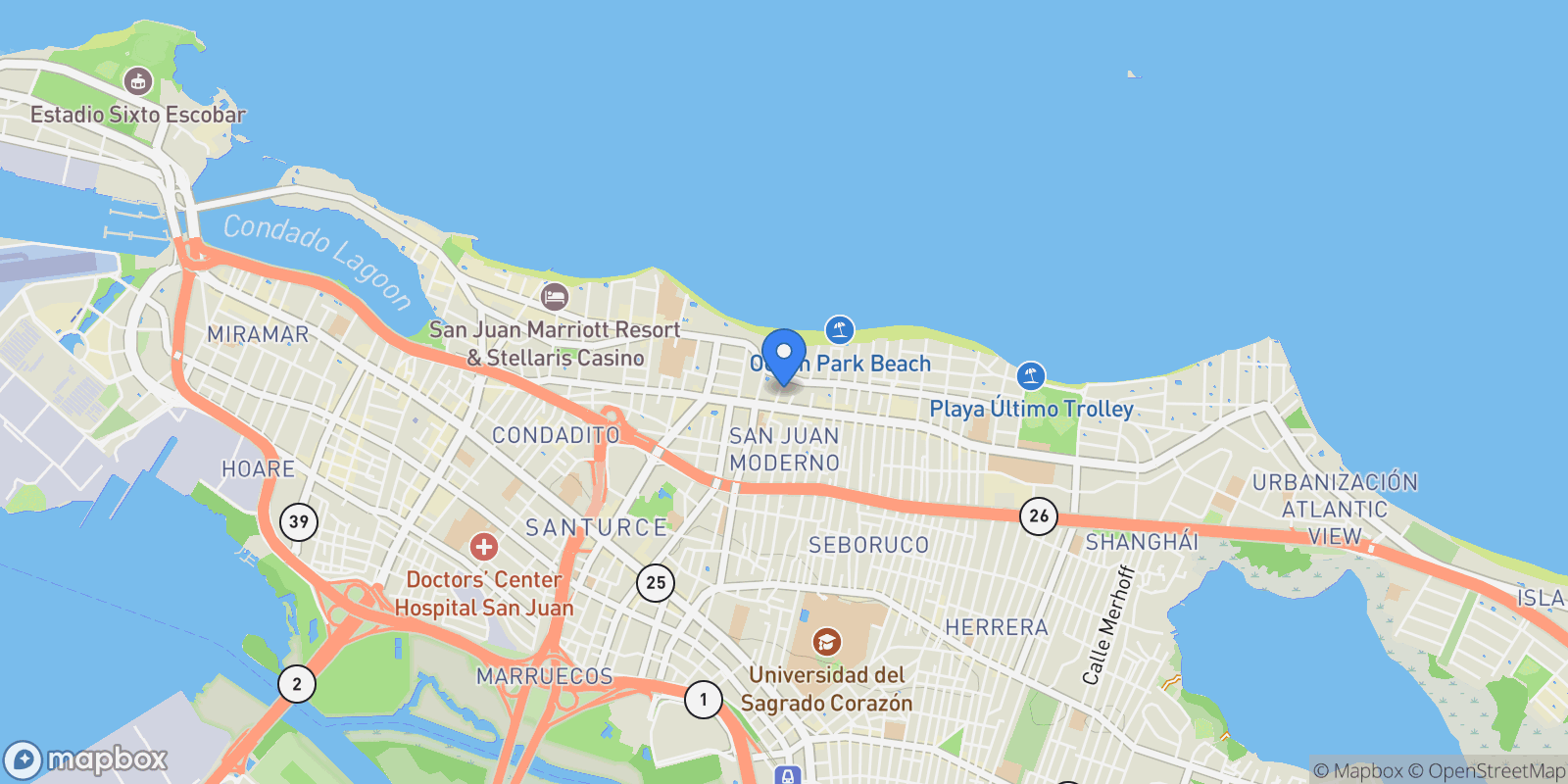 Map showing San Juan CALLE TAFT 55, San Juan, San Juan, Puerto Rico.
