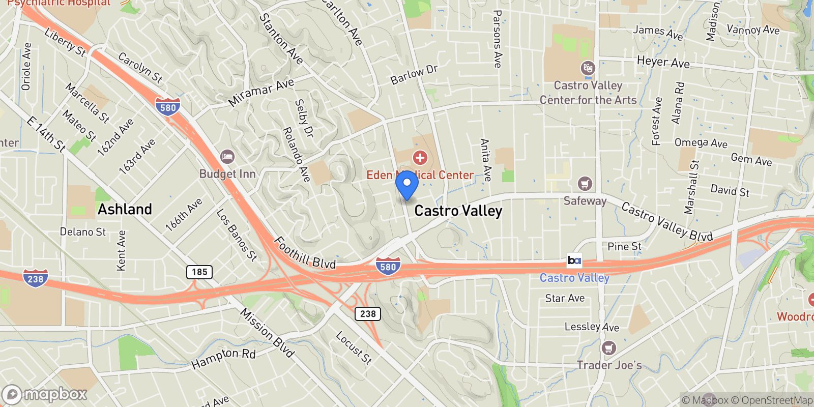 Map showing 20378 Stanton Ave, Castro Valley, California, United States.