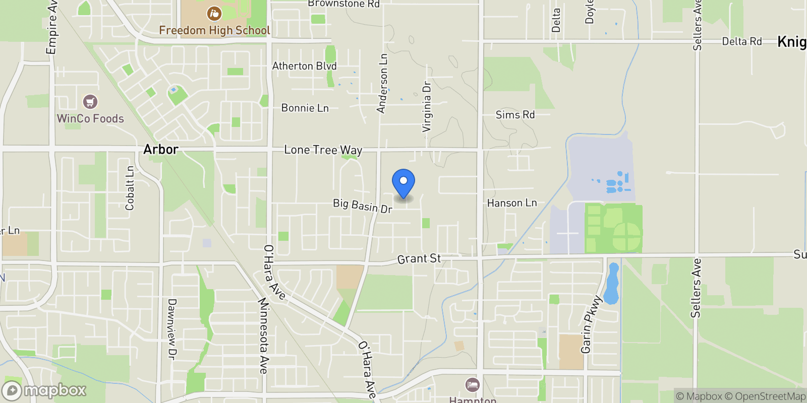 Map showing 2255 Sugarloaf Ct, Brentwood, California, United States.