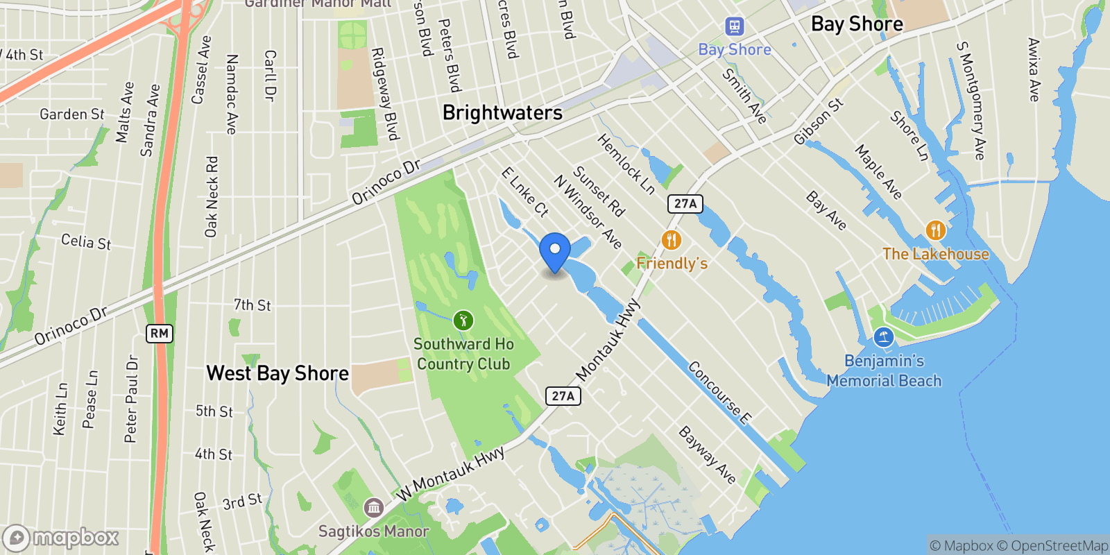 Map showing 259 Lakeview Avenue W, Brightwaters, New York, United States.