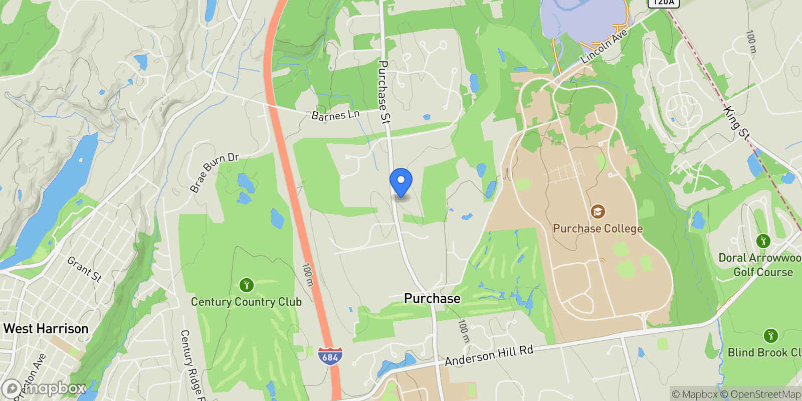 Map showing 3747 PURCHASE ST, Harrison, New York, United States.