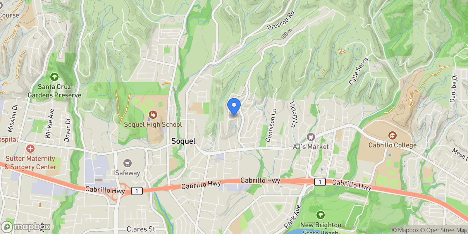 Map showing 5365 Maretta Drive, Soquel, California, United States.