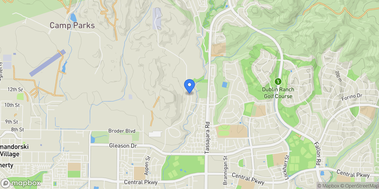 Map showing 6020 Hillbrook Pl, Dublin, California, United States.